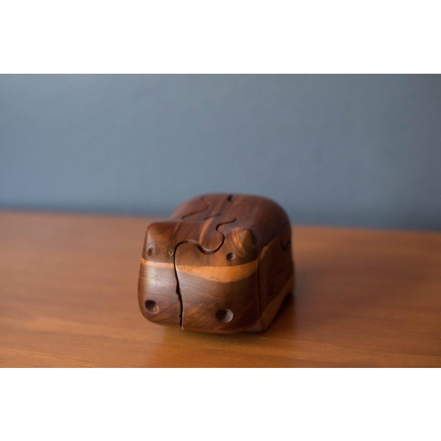 Vintage Abstract Handcrafted Solid Wood Hippo Puzzle Sculpture by Deborah Bump For Sale - Image 4 of 11