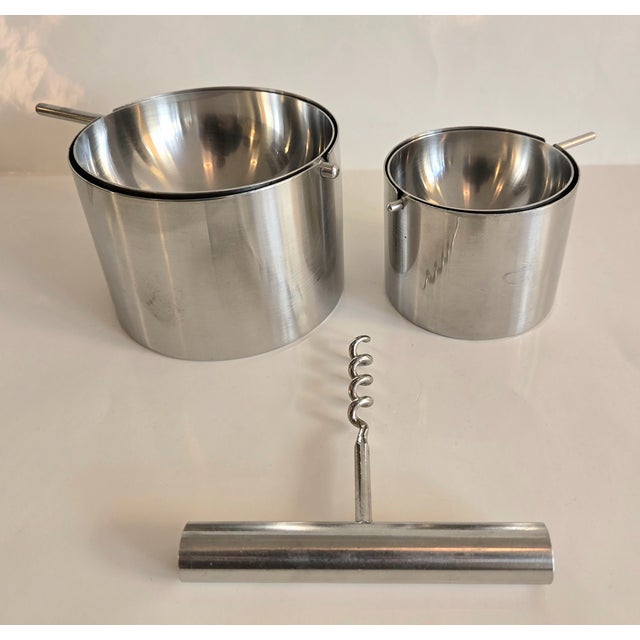 Cylinda Ashtray by Arne Jacobsen and Corkscrew by Peter Holmblad for Stelton, 1960s, Set of 3 For Sale - Image 9 of 9