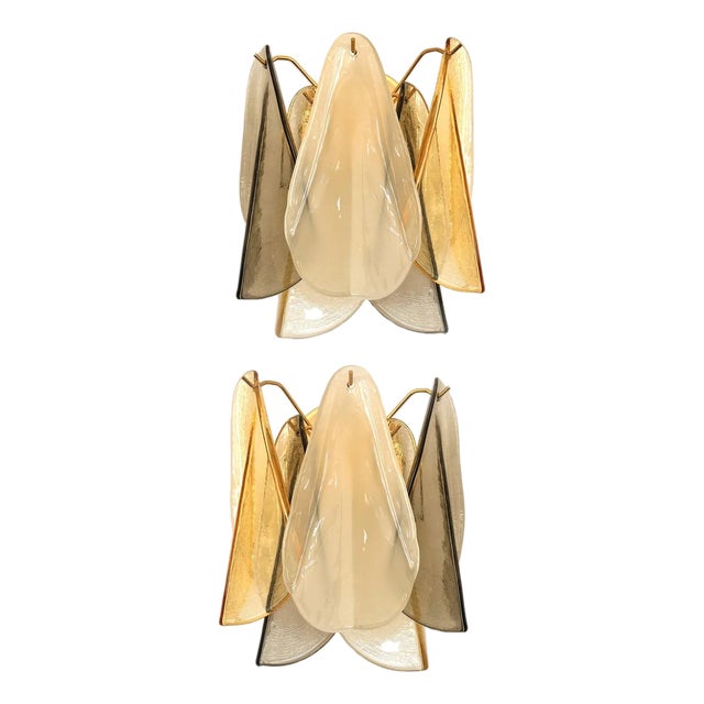 Multicolor Amber Rondini Murano Wall Sconces by Simoeng, Set of 2 For Sale