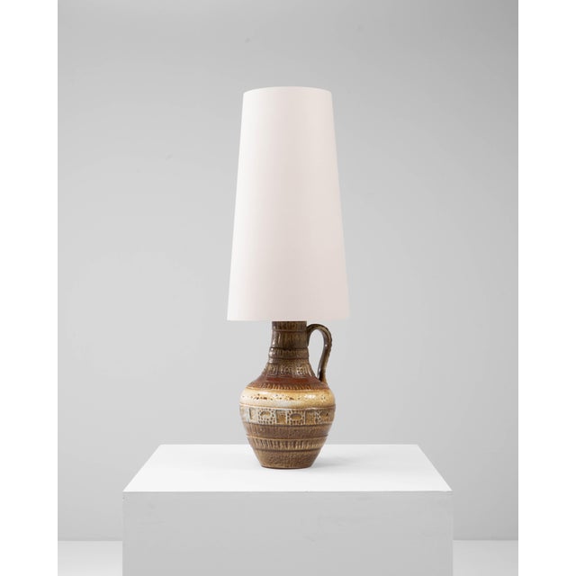 20th Century German Ceramic Table Lamp With Etched Detailing For Sale - Image 4 of 18