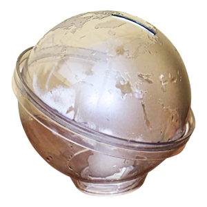 Vintage, 1970s Smoked Resin Globe Money Box With World Map, Collectible