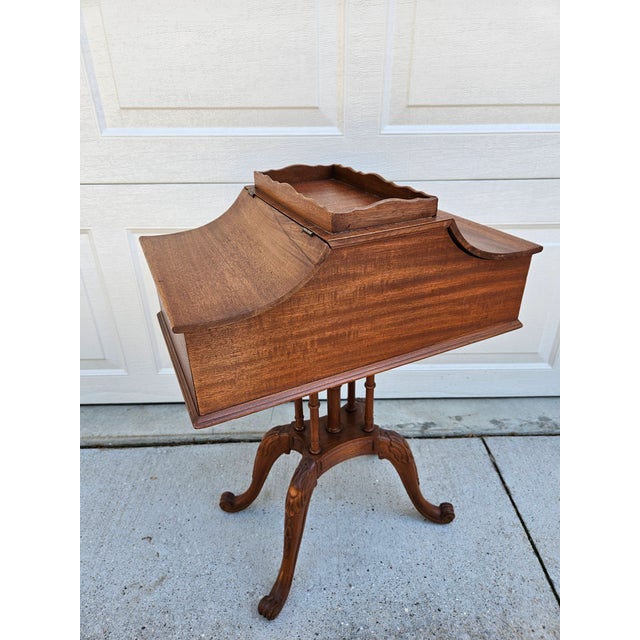 Mahogany Tea Poy Flip Top Side Table With Interior Storage For Sale - Image 4 of 15