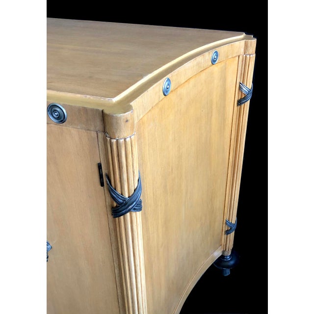 1940s French Sycamore 2-Door Cabinet With Pewter Mounts For Sale In San Francisco - Image 6 of 13