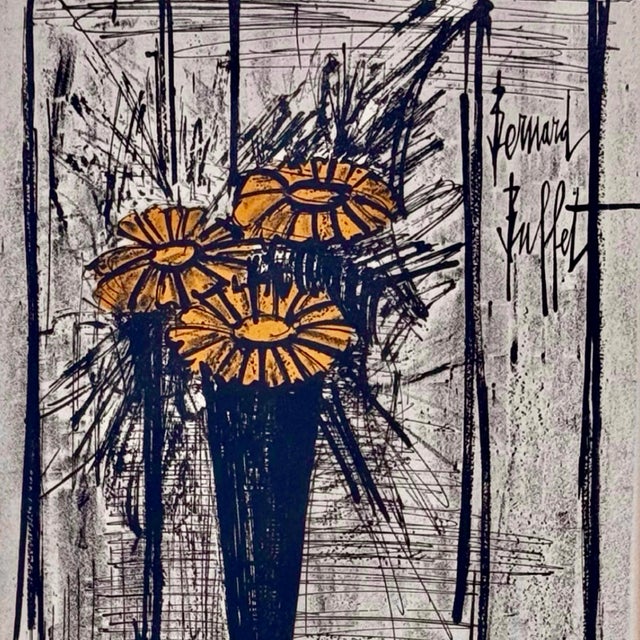 This original vintage lithograph titled "Flowers" by renowned French Expressionist artist Bernard Buffet was produced in...