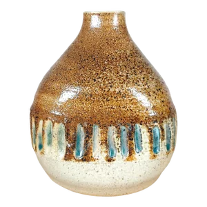Late 20th Century Sake Bottle Vase Hand Thrown Ceramic Glazed Pinched Silhouette