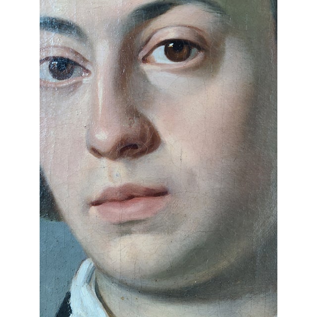 Textile Antique 19th Century Oil Painting Portrait of a Man For Sale - Image 7 of 17