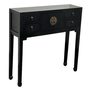 Asian Black Console Cabinet For Sale