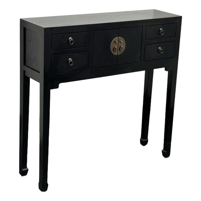 Asian Black Console Cabinet For Sale