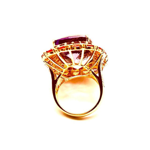 Early 21st Century Bochic "Orient" Vintage Orange Sapphire & Amethyst Ring Set 18K Gold & Silver For Sale - Image 5 of 18