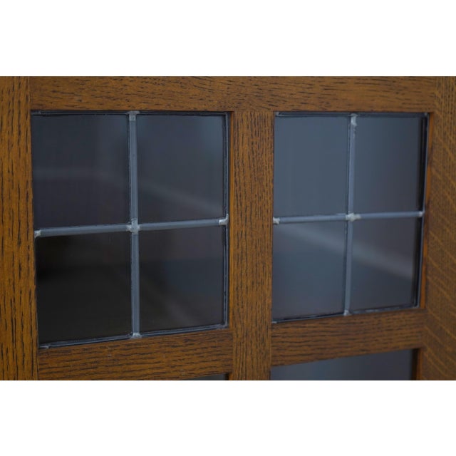 Stickley 2 Door Mission Oak Leaded Door Bookcase For Sale - Image 10 of 16