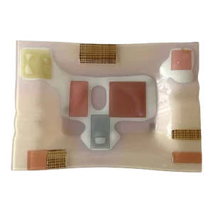 1960s Pink Frances and Michael Higgins American Modernist Layered Glass Tray