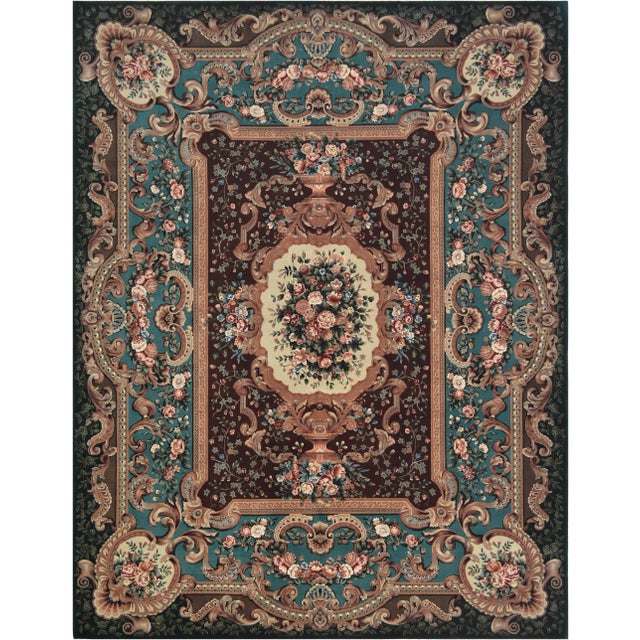 Genuine hand-kntted Savonnerie rug from China. This beautiful rug features a French Victorian design and a masterful color...