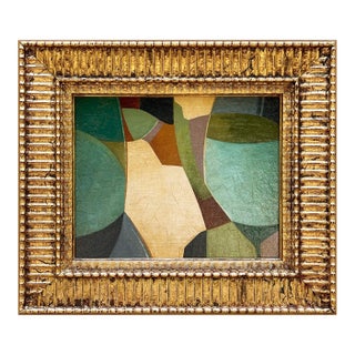 Contemporary Abstract Oil Painting in Vintage Gold Frame For Sale