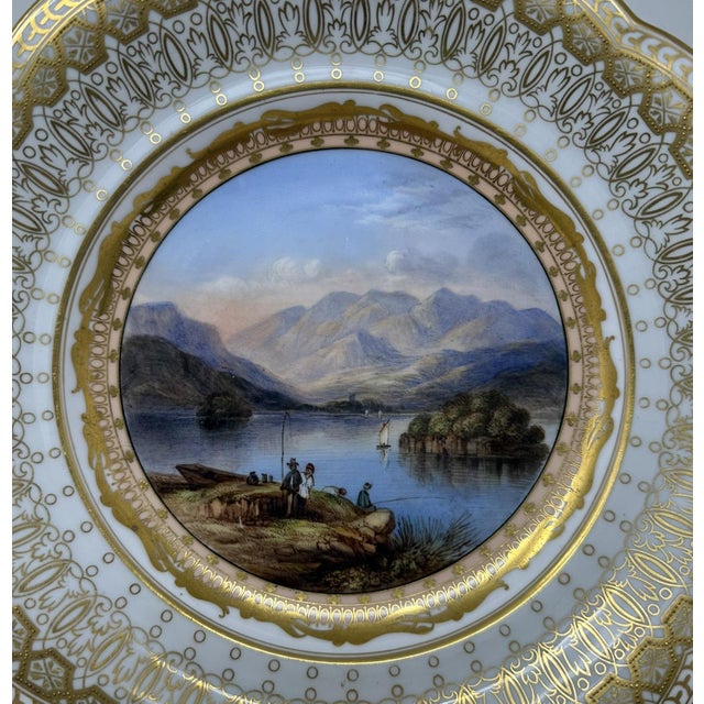 Late 19th Century Antique Pair Cabinet Plates Hand Painted Lakes Killarney Kerry Ireland Irish 19Ct For Sale - Image 5 of 11