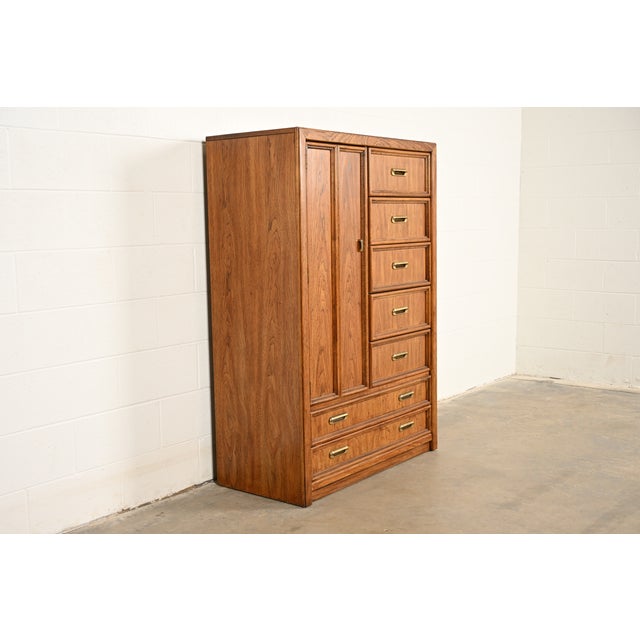 Thomasville Thomasville Mid-Century Modern Campaign Walnut Gentleman's Chest, Circa 1970s For Sale - Image 4 of 15