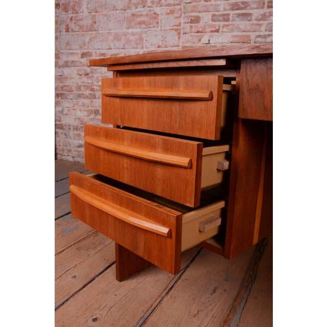 Wood Mid-Century Writing Desk in Oak from Interier Praha, Czech, 1950s For Sale - Image 7 of 12