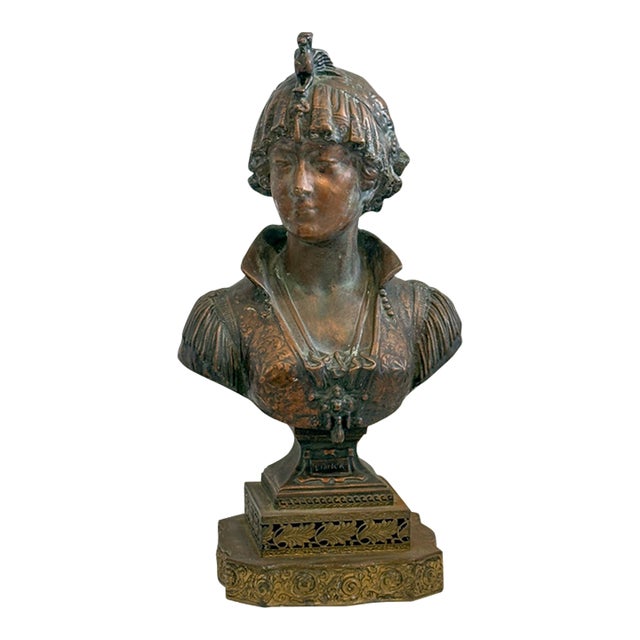 "Bianca" by Caesar Ceribelli Bronze Bust on Pedestal Base For Sale