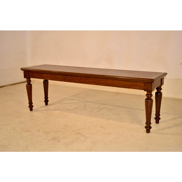 Victorian 19th Century English Oak Bench With Turned Legs For Sale - Image 3 of 10