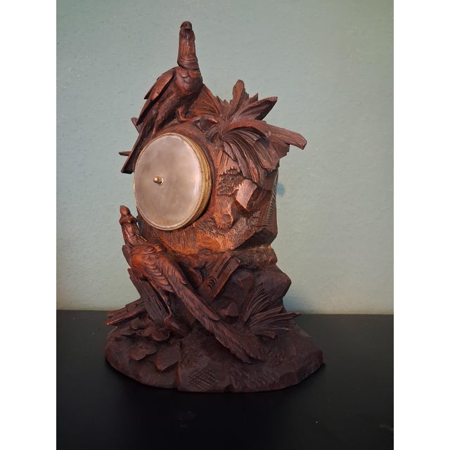 Antique Swiss Black Forest Pheasants Pendulum Clock, 1900, Set of 3 For Sale - Image 4 of 11