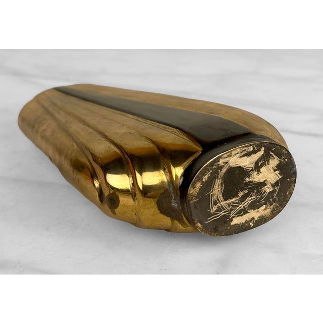 Vintage Art Deco Brass & Black Lacquer Vase For Sale - Image 9 of 9