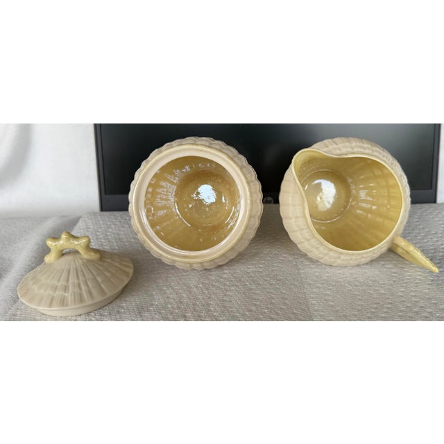 1950s Belleek Sugar and Cream Set For Sale - Image 5 of 7