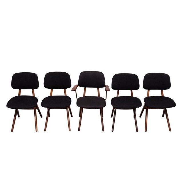 Dutch Scissors Dining Chairs by Louis van Teeffelen for WéBé, 1950s, Set of 5 For Sale - Image 4 of 18