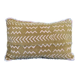 Contemporary Brown & Pink Custom Pillow Made from Vintage African Bogolan Mud Cloth For Sale