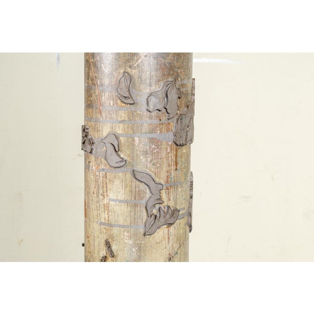 Gray Antique Floor Lamp From Repurposed Industrial Wallpaper Textile Printer For Sale - Image 8 of 16