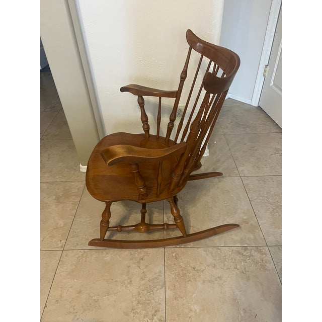 English Vintage Nichols & Stone Co Solid Maple Rocker Chair For Sale - Image 3 of 12