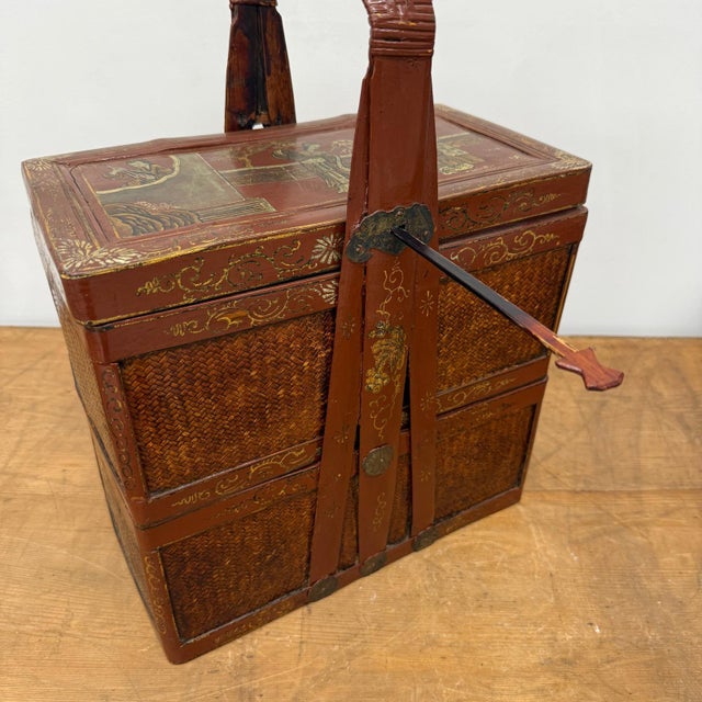 Courtyard Tales Red Double Tiered Wedding Basket with Lock For Sale - Image 11 of 14