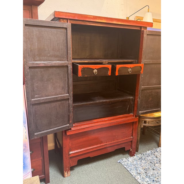 Red ShanXi Wedding Armoire, Antique For Sale - Image 8 of 13
