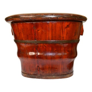 Late 19th Century Red Lacquer Chinese Baby Bath For Sale