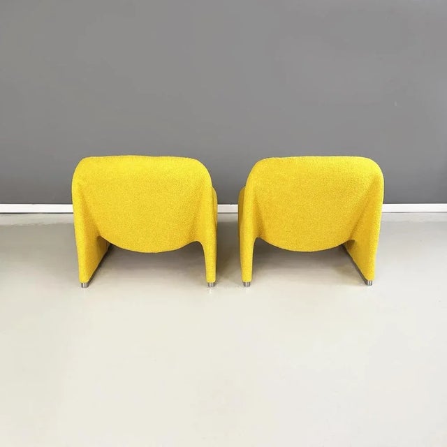 1970s Set of Italian Modern Yellow Fabric Alky Lounge Chairs attributed to Piretti for Anonima Castelli 1970 For Sale - Image 5 of 12