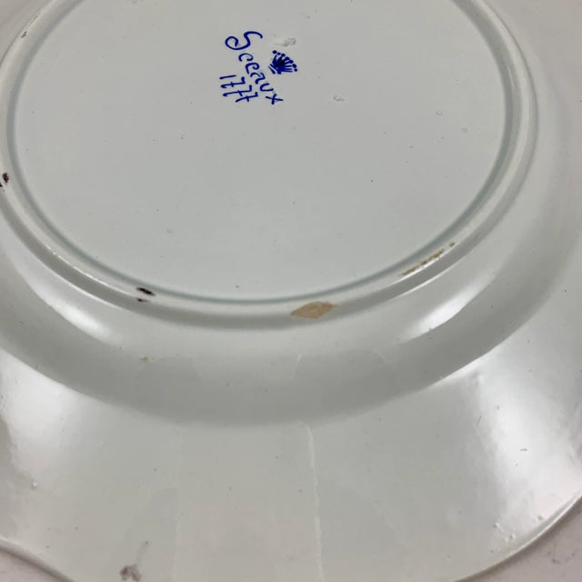 French Faïence Hand Painted Romantic Grisaille & Cirage Plates, S/6 For Sale - Image 10 of 13