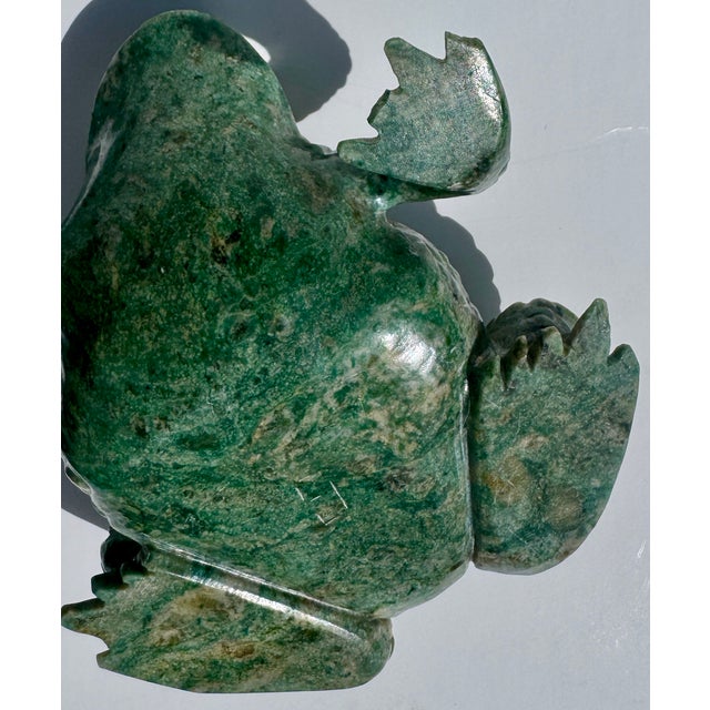 Carved Green Hardstone Frog Sculpture, Chinese, Late 20th Century For Sale - Image 13 of 13