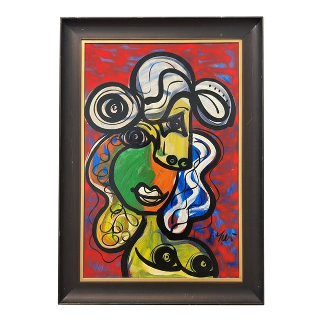 "My Friend Pablo Picasso" Titled Peter Keil Painting Framed For Sale