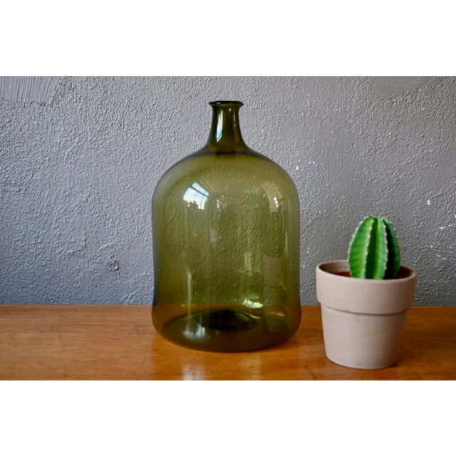 Glass Large Green Blown Glass Carboy with Flared Neck, France, 19th Century For Sale - Image 7 of 7