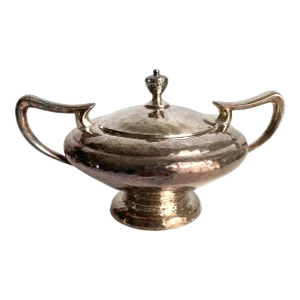 Vintage Art Deco Derby Silver Plate Co Hammered Lidded Sugar Bowl