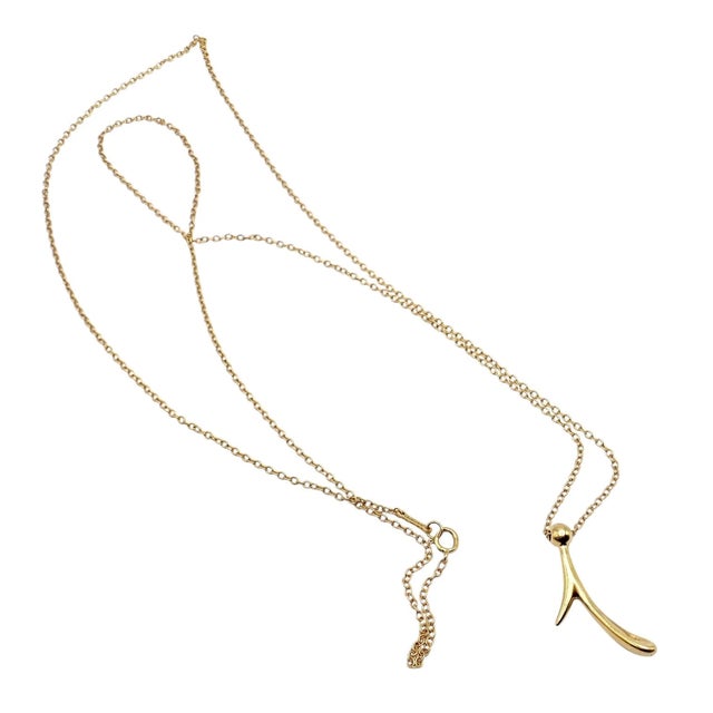 Contemporary Tiffany & Co. Elsa Peretti Gold Initial I Pendant Necklace 1983 For Sale - Image 3 of 6