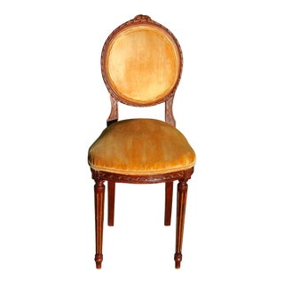 Early 20th Century 1910 Antique Child's Chair With Original Yellow Upholstery, Springs, and Horsehair Filling For Sale