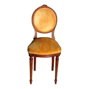 Early 20th Century 1910 Antique Child's Chair With Original Yellow Upholstery, Springs, and Horsehair Filling