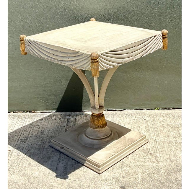 Vintage Carved Tassel Accent Table For Sale - Image 4 of 16