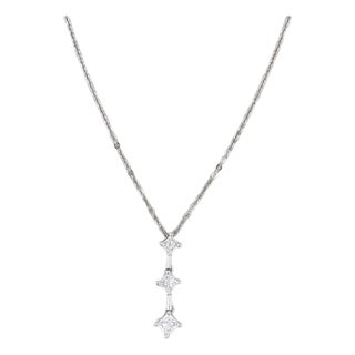 0.43ctw Diamond 3-Stone Journey Pendant Necklace 14k White Gold 16.75" For Sale