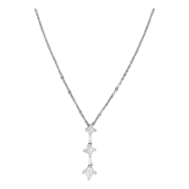 0.43ctw Diamond 3-Stone Journey Pendant Necklace 14k White Gold 16.75" For Sale