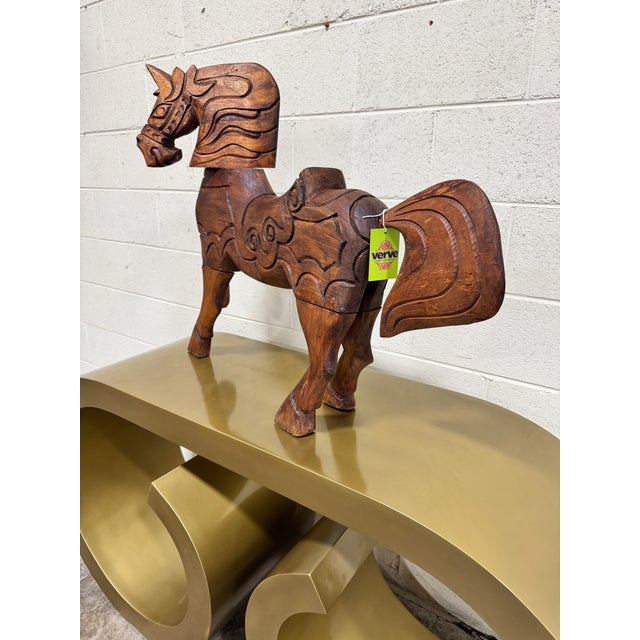 Mid-Century Modern Monumental Wood Carved Witco Style Free Standing Horse For Sale - Image 3 of 7
