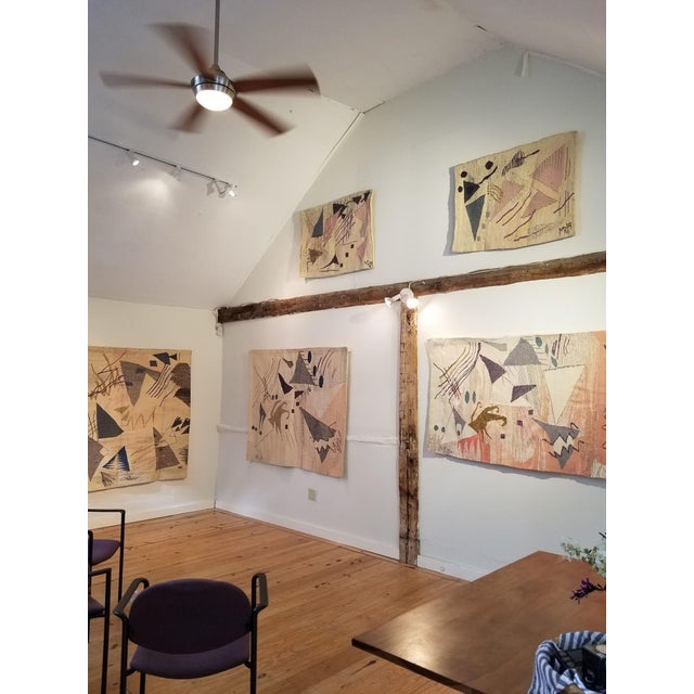 Mid-Century Modern Late 20th Century Triangle II of the Law of Three Series of Hand Woven Tapestries For Sale - Image 3 of 3