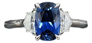 1.97 Ct Gia Certified Natural Sapphire & Diamond Ring Size 6.5