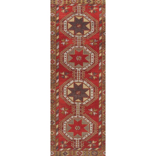 Red Vintage Turkish Oushak Runner Rug, 4ft 11in X 12ft 10in For Sale - Image 8 of 8