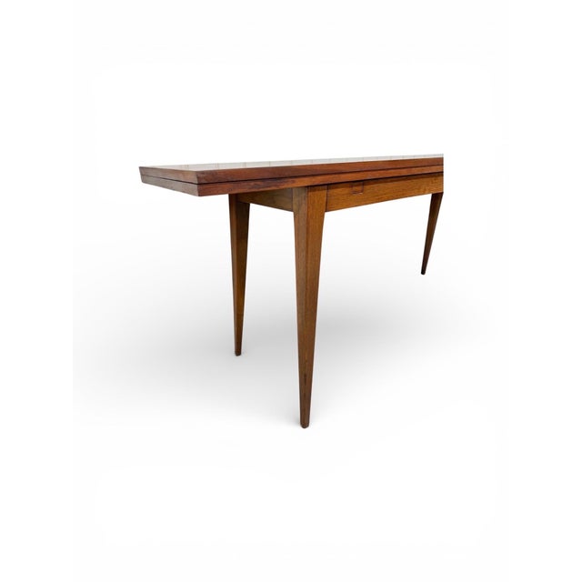 Wood Mid-Century Modern Dunbar Flip-Top Walnut Dining / Console Table For Sale - Image 7 of 9