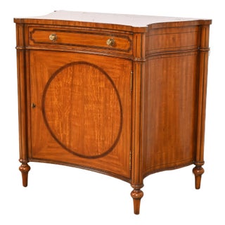 Maitland Smith French Regency Louis XVI Satinwood and Inlaid Rosewood Buffet Server or Bar Cabinet For Sale